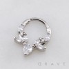 DEER BOTANICAL WREATH MULTI CZ MARQUISE CLUSTE 316L SURGICAL STEEL SEPTUM HINGED SEGMENT RING